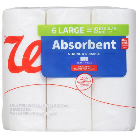Walgreens 6 pack of paper towels $3