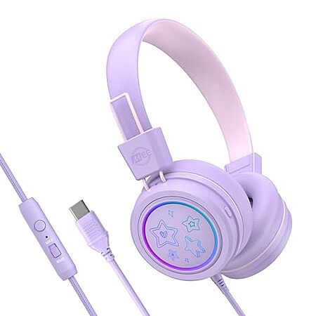 MEE Audio KidJamz USB-C Wired Kids Headphones w/ LED Lights, Volume Limiter & Mic (Lavender or Mint) $4.99 + Free Shipping w/ Prime