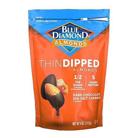 4-Oz Blue Diamond Thin Dipped Almonds (Chocolate or Sea Salt Caramel) $2.78 + Free Shipping w/ Prime or on $35+