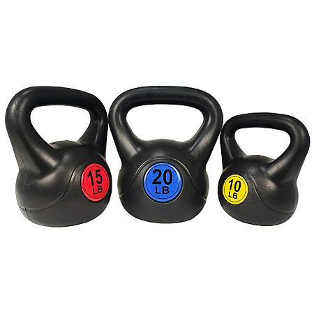 3-Piece BalanceFrom Kettlebell Exercise Fitness Weight Set (10lb, 15lb and 20lb) $20