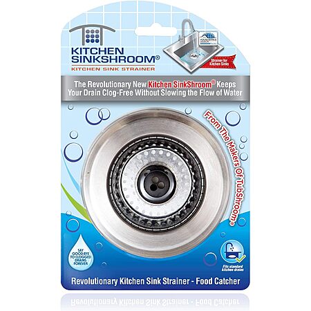 $5: Kitchen SinkShroom Revolutionary Clog-Free Stainless Steel Sink Strainer, Chrome gray at Amazon