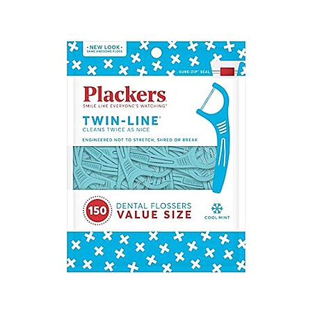 150-Count Plackers Twin-Line Dental Flossers (Cool Mint) $1.99