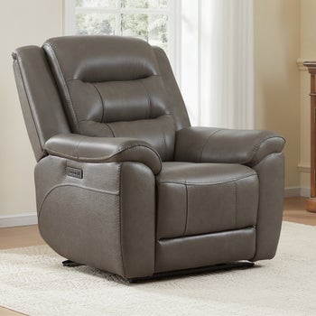 Costco Members: Mason Leather Power Recliner w/ Power Headrest (Taupe)