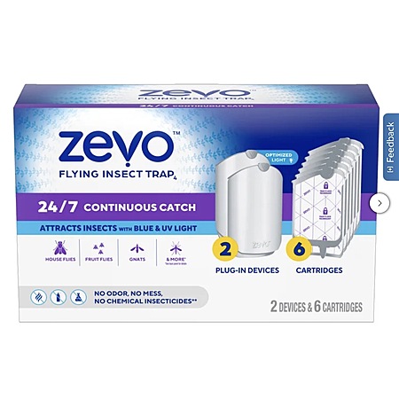 Zevo Flying Insect Trap Starter Kit, 2 Devices + 6 Refills $39.99 Free ...