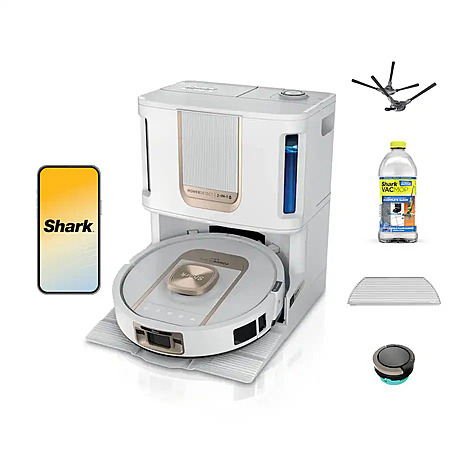 Shark - PowerDetect ThermaCharged Robot Vacuum & Mop 2-in-1, Heated Mop Sanitizing NeverTouch Pro Base - White $599.99 Bestbuy.com