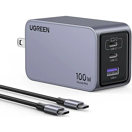 UGREEN - Nexoede Pro 100W USB-C Charger Set, PPS 3-Port Compact Foldable GaN Charger for MacBook Pro/Air, iPad, iPhone Series - Space Gray $19.99 Best Buy.com