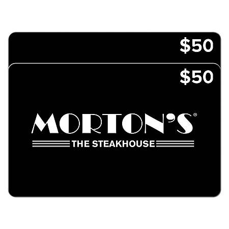 Today Only 09/07 Morton's The Steakhouse Two Restaurant $50 eGift Cards ($100 Value) $74.99 email Delivery Costco.com