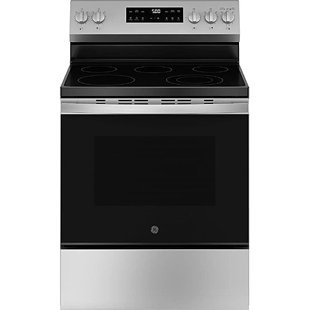 GE - 30 in. Wide 5 Elements 5.3 Cu. Ft. Freestanding Electric Range with Self-Clean and Steam Cleaning Option and Crisp Mode - Stainless Steel $599.99 Bestbuy.com