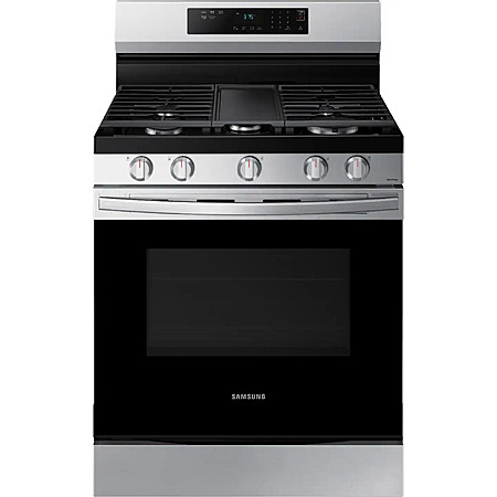 Samsung - 30 in. Wide 5 Burner 6.0 cu. ft. Freestanding Gas Range with 18K BTU Dual Power Burner & Self Clean - Stainless Steel $699.99 Bestbuy.com