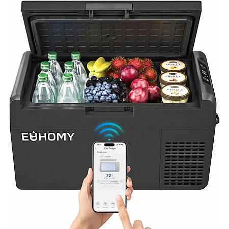 Euhomy - 21 QT Portable Car Refrigerator - Black $127.99 Bestbuy.com