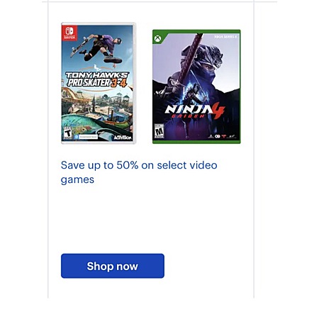 Save up to 50% on select video Games Bestbuy.com