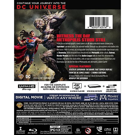 DCU: Death of Superman (4K Ultra HD + Blu-ray) $12.99 Amazon.com