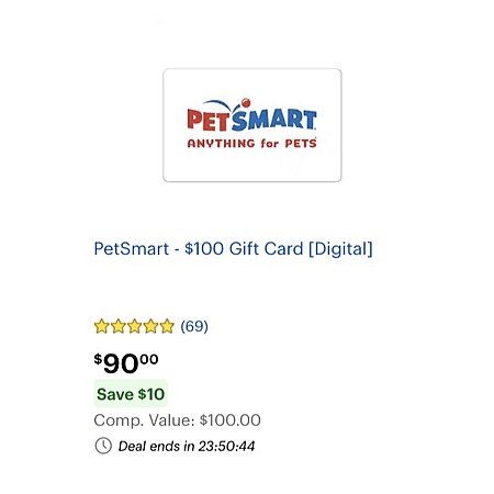 PetSmart - $100 Gift Card [Digital] $90 Bestbuy.com