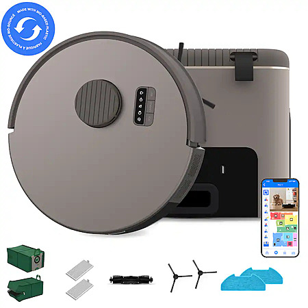 bObsweep - Bio Self-Empty Robot Vacuum & Mop w. 100-Day Dock, Reusable Activated Charcoal Odor Filtration Bags, Made of Bio-Plastic - Riverstone $219.99 Bestbuy.com