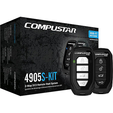Compustar - CS4905S-KIT 2-Way Remote Car Starter System, 3,000-ft Range, 4-Button Remote, Basic Installation Included - Black $399.99 Bestbuy.com