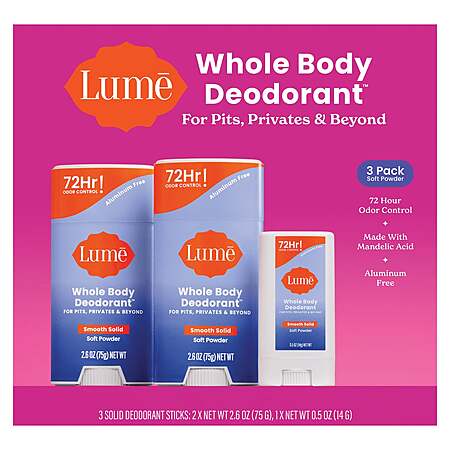 Lume Whole Body Soft Powder Deodorant Set $19.99 free shipping Costco.com