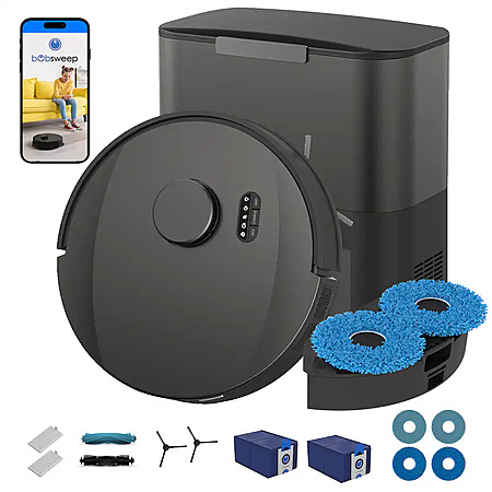 bObsweep - UltraVision Pet Self-Empty Robot Vacuum & Mop, 1.5 Gal 180-Day Dock, App & Voice Control, US Engineered - Gunmetal Stainless Steel, with DualSpin Mops $249 Bestbuy.com