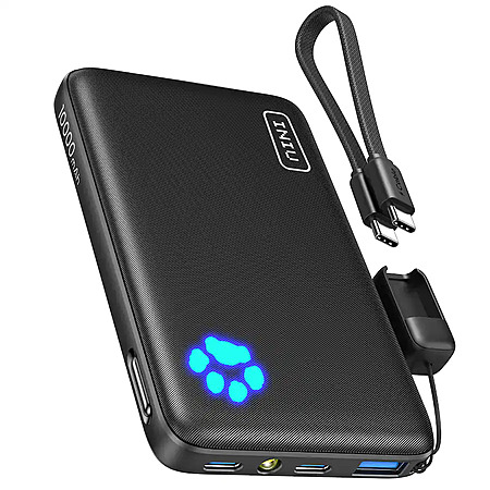 INIU 10,000mAh 22.5W Power Bank with detachable USB-C cable