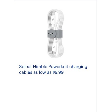 Select Nimble Powerknit charging Cables as low as $9.99 Bestbuy.com
