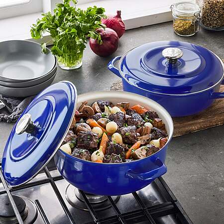 Merten & Storck 5.3-Quart Dutch Oven with Lid, 3.7-Quart Braiser with Lid, 2-packMade in Germany $119.99 Blue, Cream. light Gray Teal Free Shipping Costco.com