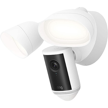 Ring - Floodlight Cam 4K Pro, Retinal 4K video, up to 10x Zoom, ultra-bright motion-activated floodlights - White $219.99 Bestbuy.com
