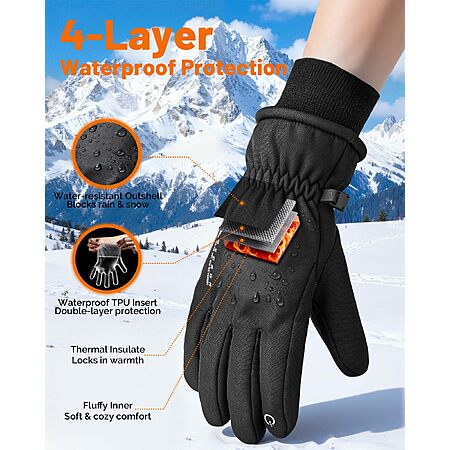 Waterproof Ski Gloves for Men Women - Winter Warm Touchscreen Gloves for Cold Weather $9.49 Amazon.com