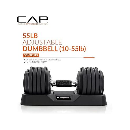 Cap Barbell Single Adjustable Dumbbell w/ Contoured Rotation Handle (55 Lbs.) $100 + Free S/H w/ Amazon Prime