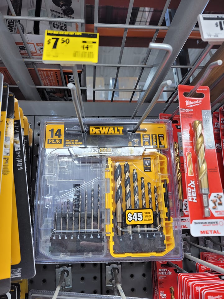 DEWALT Black and Gold Drill Bit Set 14 Piece DWA1184 The Home Depot 7.50