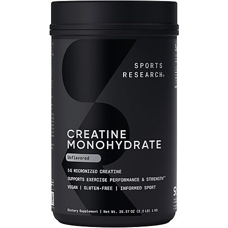 Select Accounts: 35.27-Oz Sports Research Creatine Monohydrate (Unflavored) $20.60 & More w/ S&S