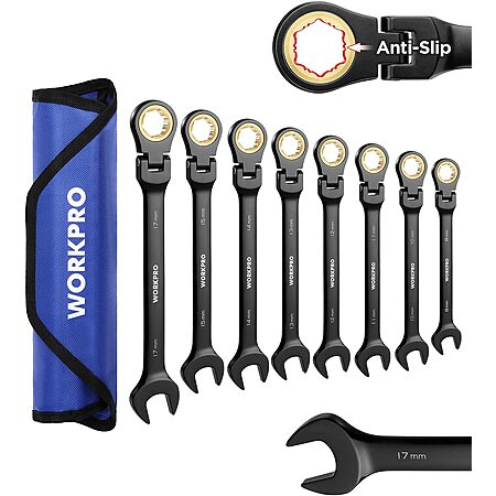 Prime Members: 8-Pc WORKPRO 72T Flex-Head Ratcheting Metric Combination Wrench Set $30 + Free S&H