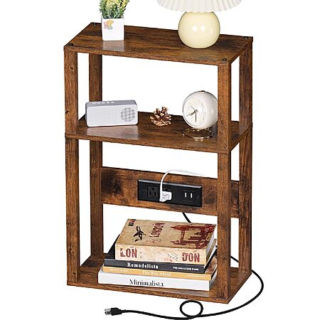 23.6" YUFAM 3-Tier Narrow Nightstand w/ Charging Station $16.20