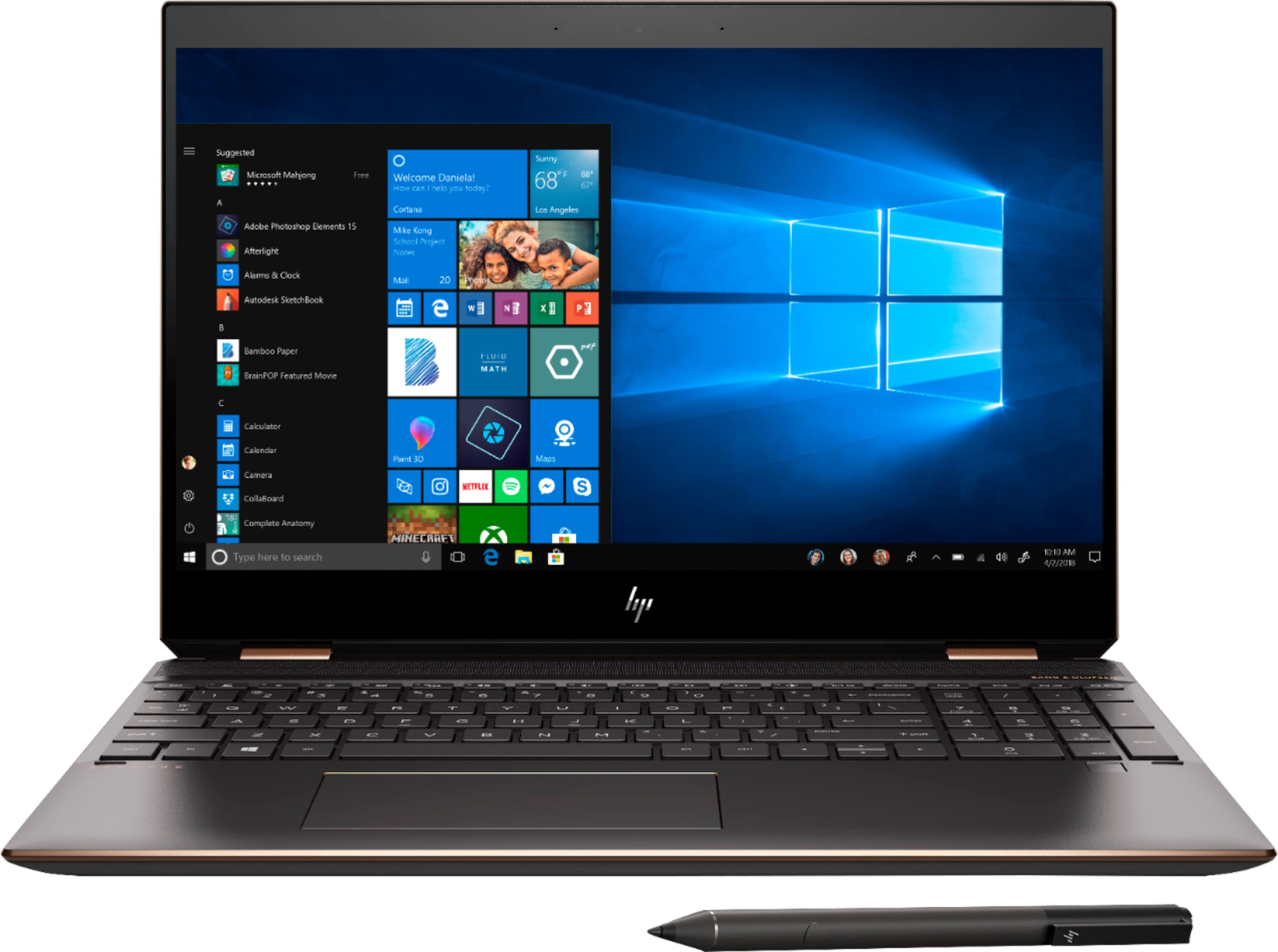 HP - Spectre x360 2-in-1 15.6" 4K Ultra HD Touch-Screen Laptop - Intel Core i7 - 16GB Memory - 512GB SSD + 32GB Optane - Dark Ash Silver, Sandblasted Anodized Finish $1099.99