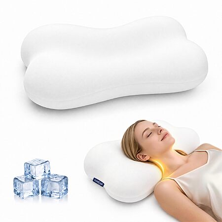 COMFYPIL Cervical Neck Pillow for Sleeping, Memory Foam Pillows, White