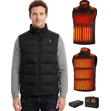 Men's Heated Vest with 16000mAh Battery,15 Heating Zone Heated Vest for Men | 10+ HRS of Warmth,4 in 1 Smart Control,3 Heating Modes,Light-Off Design,Machine Washable