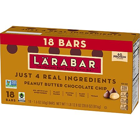 Larabar Peanut Butter Chocolate Chip, 18 Ct - $11.46 w/Amazon S&S