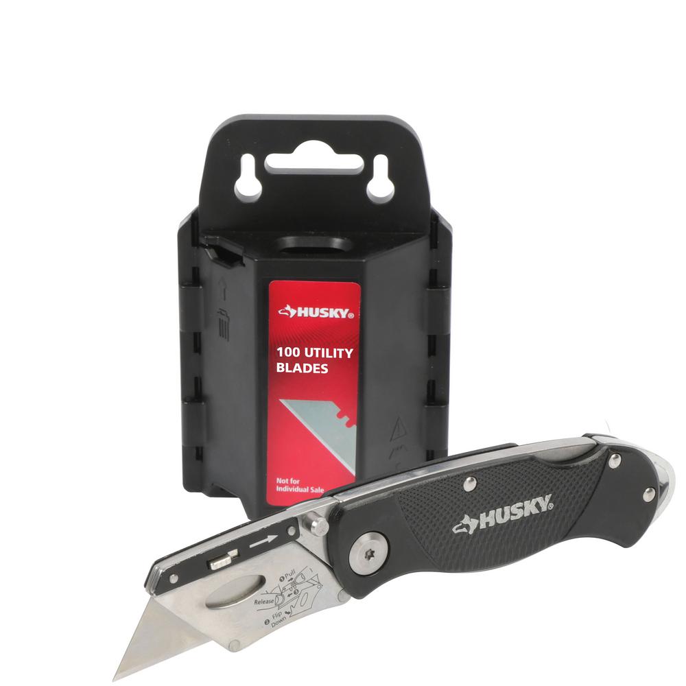 Husky Folding Utility Knife with 100-pack Blades- $5.00 Home Depot YMMV