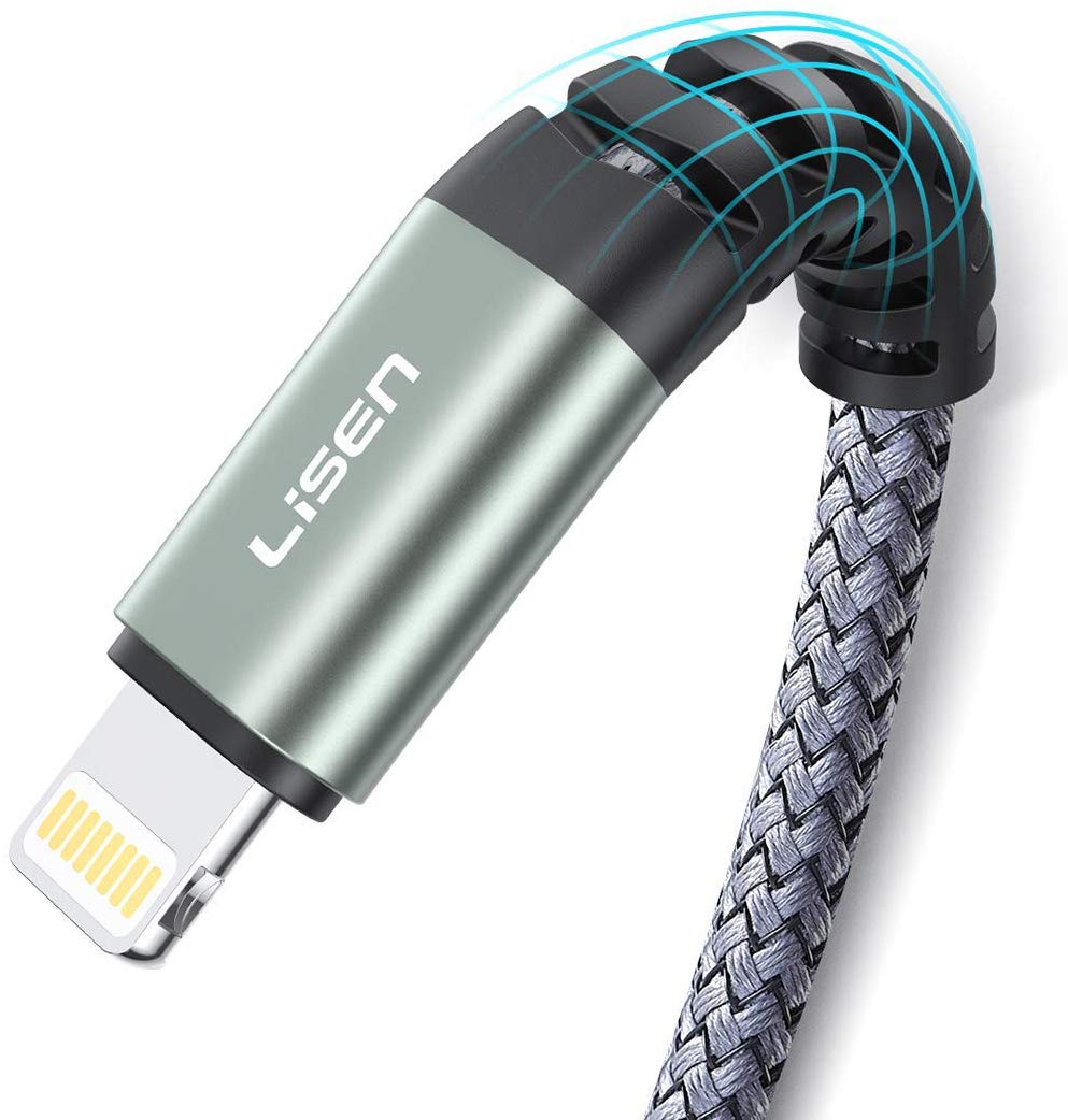 LISEN Armor Nylon Braided iPhone Charger (6ft) with 2.4A Fast Charging Cord Compatible with 11 Pro Max and more for $6.39 + FS