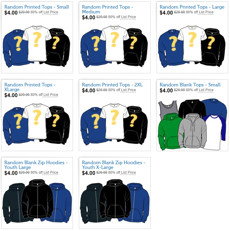 Random Tops and Hoodies - $4 on shirt.woot.