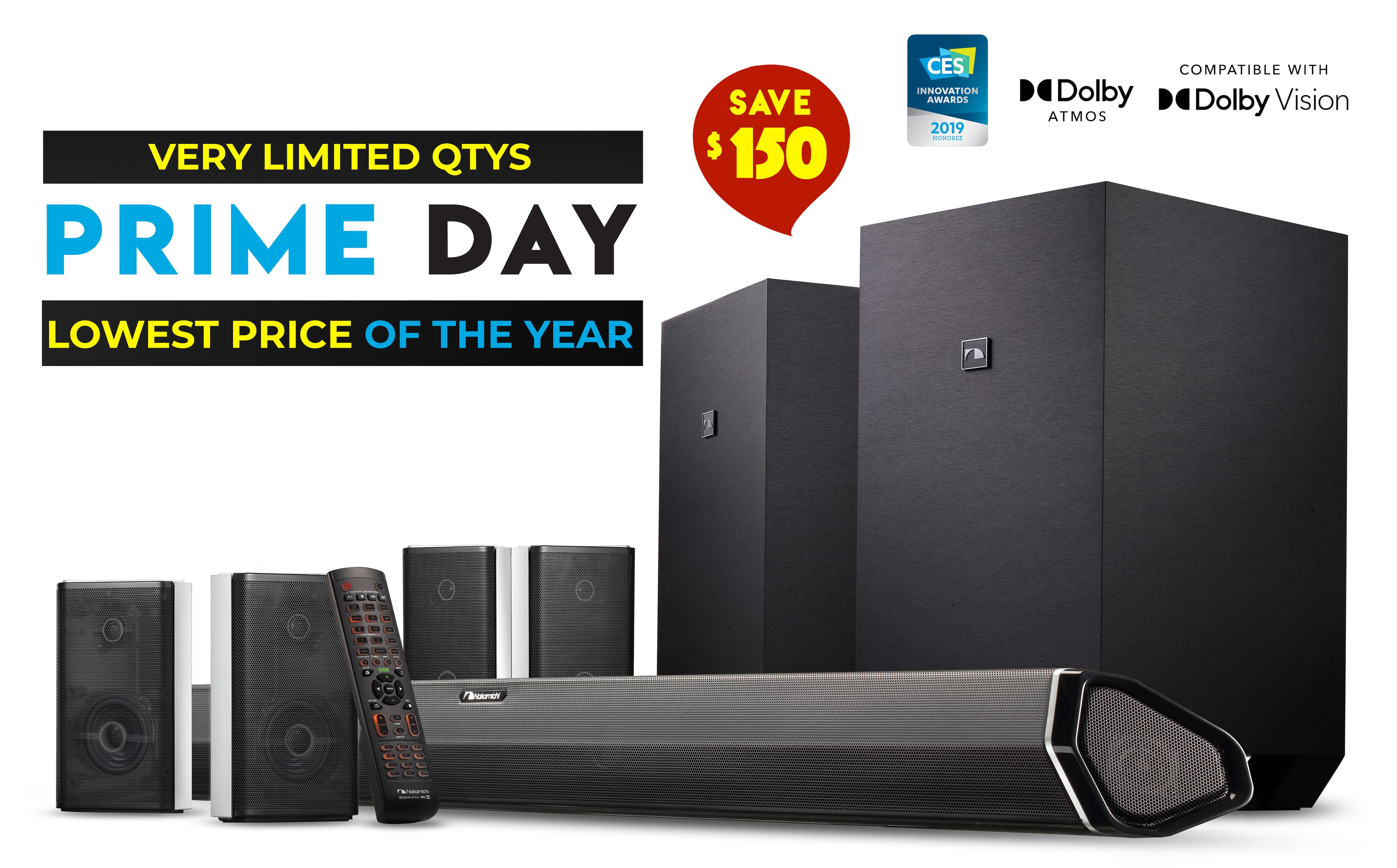 Nakamichi Shockwafe 9.2.4, 7.2.4 and 7.1.4 Dolby Atmos Soundbar Systems (Prime Day Special Pricing on all models. Save up to $150 + Free Shipping) $1249