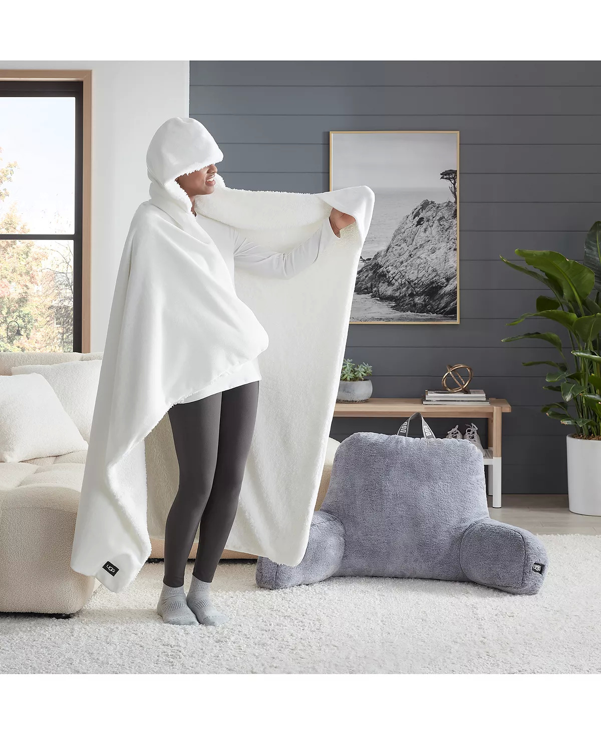 50 x 60 Ugg Avery Hooded Throw Blanket Ash Fog or Snow 20 Free Shipping on 25 or Free Store Pick Up at Macy s