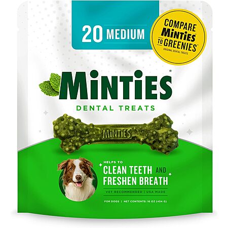 20-Pack Minties Dental Dog Treats (Medium Size) $6.45 w/ Subscribe & Save