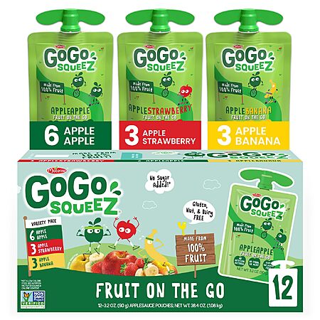 12-Pack GoGo Squeez Applesauce & Fruit on the Go Variety Pack $5.67 w/ S&S + Free Shipping w/ Prime or on $35+