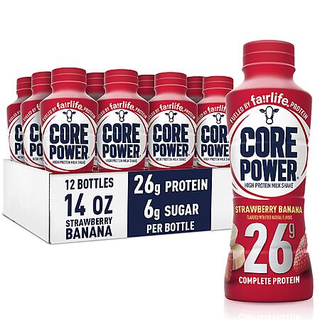 12-Pack 14-Oz Core Power Protein Shake (Strawberry Banana) $24.34 w/ S&S + Free Shipping w/ Prime or on $35+