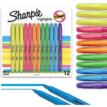 12-Pack Sharpie Highlighter Set (Bright) $3.45 + Free Shipping w/ Prime or on $35+