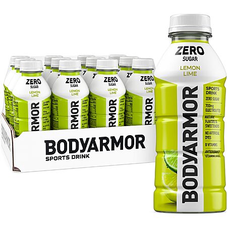 12-Pack 16-Oz BODYARMOR Zero Sugar Electrolyte Drink (Lemon Lime) $7 w/ Subscribe & Save