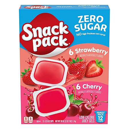 12-Count Snack Pack Zero Sugar Strawberry & Cherry Juicy Gels $3.17 w/ S&S + Free Shipping w/ Prime or on $35+