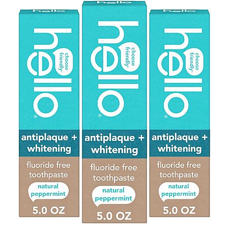6-Packs 5-Oz Hello Antiplaque & Whitening Fluoride-Free Toothpaste (Natural Peppermint) $12.61 w/ S&S + Free Shipping w/ Prime or on $35+