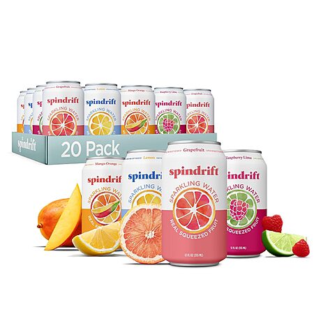 Select Accts: 20-Pk 12-Oz Spindrift Sparkling Water (4-Flavor Variety Pack) $9.60 w/ S&S
