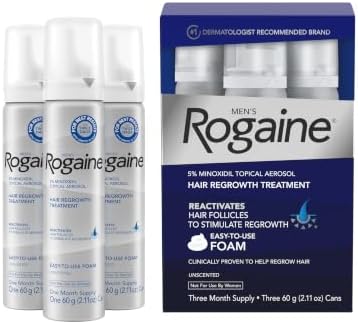 3-Pk 2.11oz Men's Rogaine 5% Minoxidil Foam for Hair Loss & Hair Regrowth $30 w/ S&S