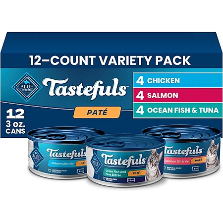 Select Accts: 12-Ct 3-Oz Blue Buffalo Tastefuls Wet Cat Food (Variety) $8 w/ S&S